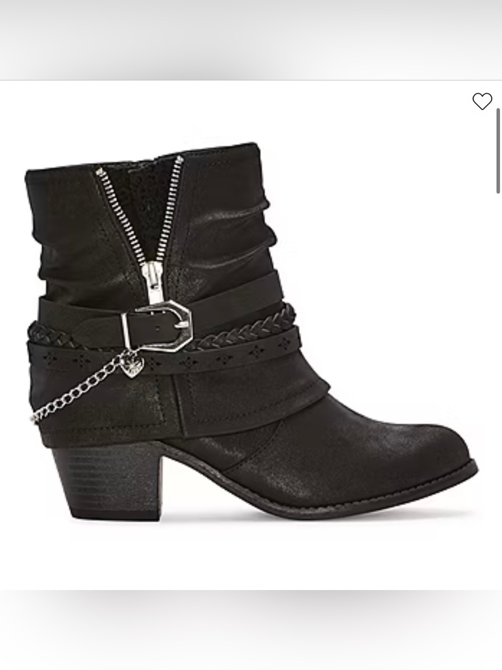 Black Women’s Ankle Boots with Buckle & Chain Detail -NEW